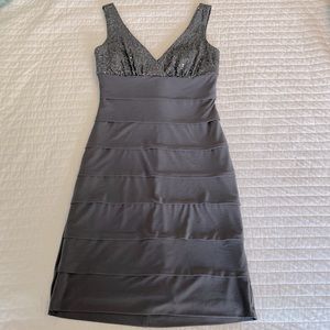 Gray sequin tank dress with tiers